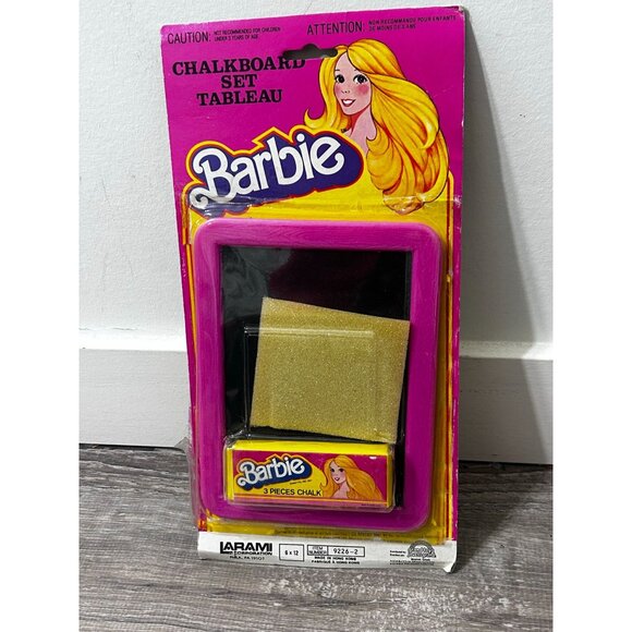 Vintage Barbie Chalkboard Set By Larami Corporation Three Pieces of Chalk - Picture 1 of 4